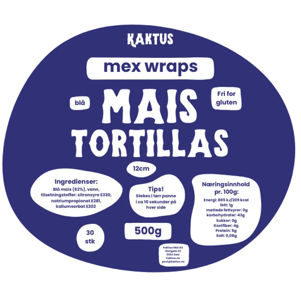 Diverse - kaktus blå mais tortilla 12cm