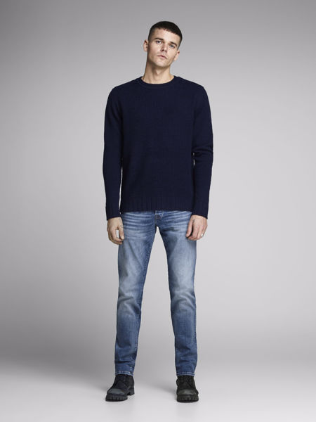 Bilde av JACK&JONES - IGLENN JEANS - BLÅ MED GRÅ TONE