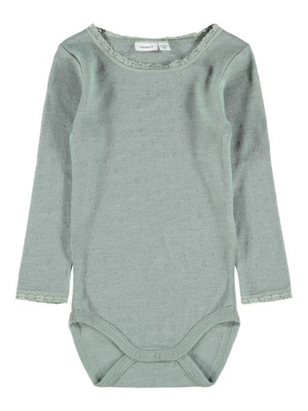 NAME IT Baby Mädchen Langarmbody Weiß - Wollmix Mit Spitze & Rüschen