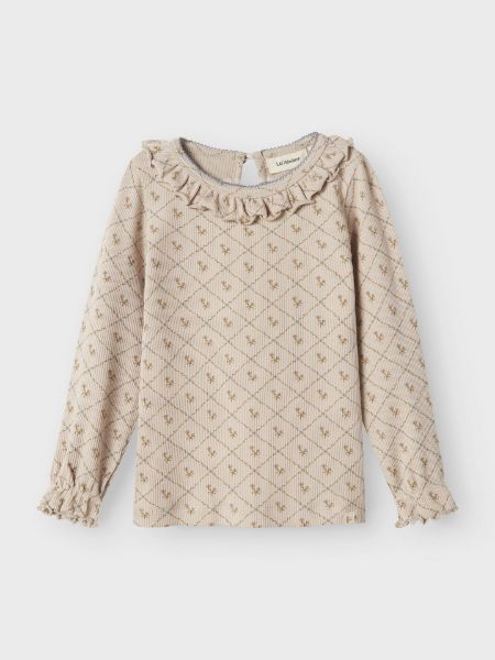 Bilde av NMFGAGO KUG LS SLIM TOP - BEIGE OG BLÅ MØNSTER