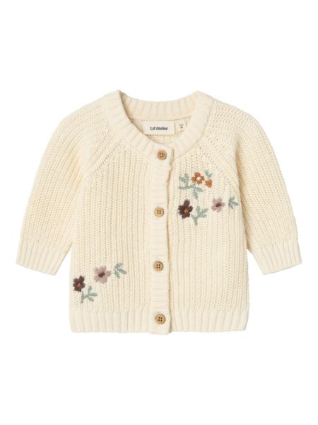 Bilde av NBFEMLEN EMB LS KNIT CARD LIL - OFFWHITE MED BRODERI