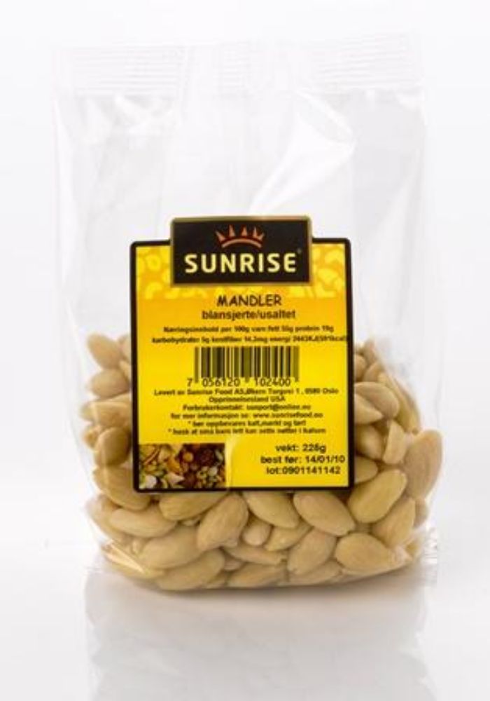 Sunrise food - sunrise mandler blansjerte 165g