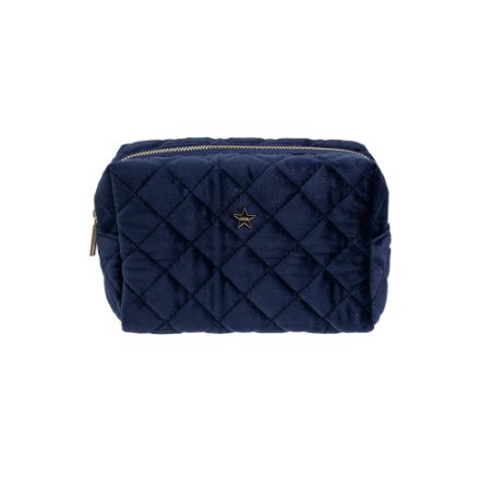 VELVET SQUARE QUILTED MAKE-UP POUCH SMALL IBIZA BLUE VELVET SQUARE QUILTED MAKE-UP POUCH SMALL IBIZA BLUE