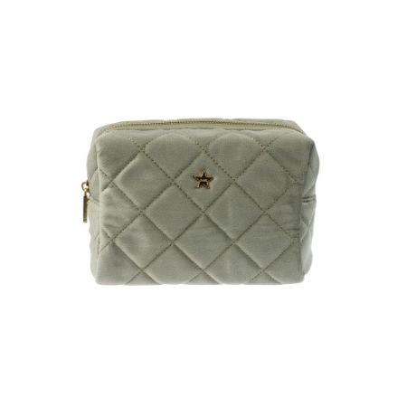 VELVET SQUARE QUILTED MAKE-UP POUCH LARGE MILIEU GREEN VELVET SQUARE QUILTED MAKE-UP POUCH LARGE MILIEU GREEN