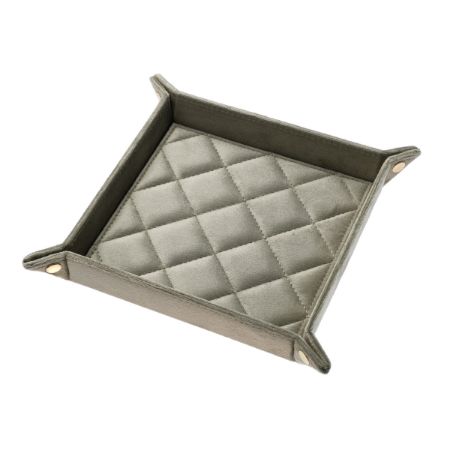 VELVET QUILTED JEWELLERY TRAY SMALL MILIEU GREEN VELVET QUILTED JEWELLERY TRAY SMALL MILIEU GREEN