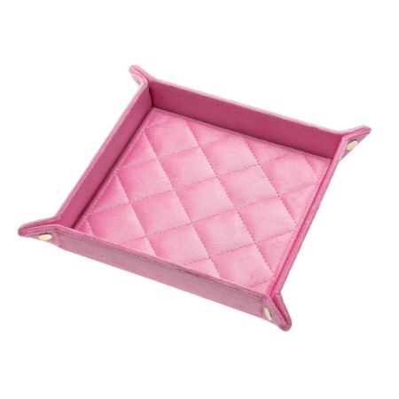 VELVET QUILTED JEWELLERY TRAY SMALL BUBBLEGUM PINK VELVET QUILTED JEWELLERY TRAY SMALL BUBBLEGUM PINK