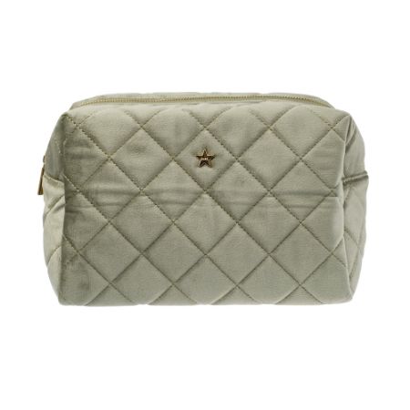 VELVET SQUARE QUILTED MAKE-UP POUCH LARGE MILIEU GREEN VELVET SQUARE QUILTED MAKE-UP POUCH LARGE MILIEU GREEN