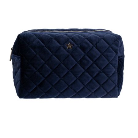 VELVET SQUARE QUILTED MAKE-UP POUCH LARGE IBIZA BLUE VELVET SQUARE QUILTED MAKE-UP POUCH LARGE IBIZA BLUE