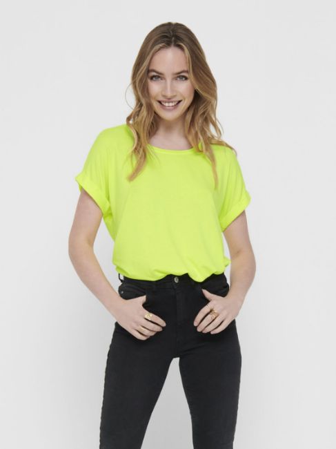 Hvit T-Skjorter from Only -MOSTER løs topp - NEON YELLOW