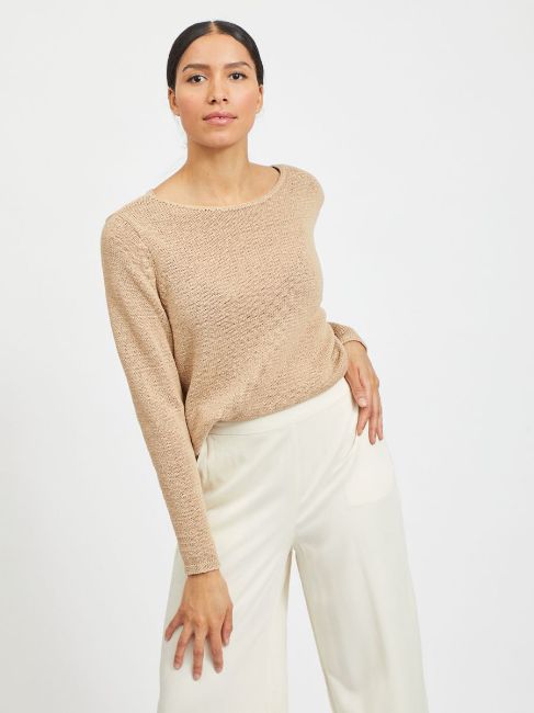 Bilde av VISIONA BÅTHALS STRIKKET GENSER - BEIGE