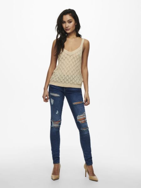 Bilde av JDYDESHA STRIKKET SINGLET - BEIGE
