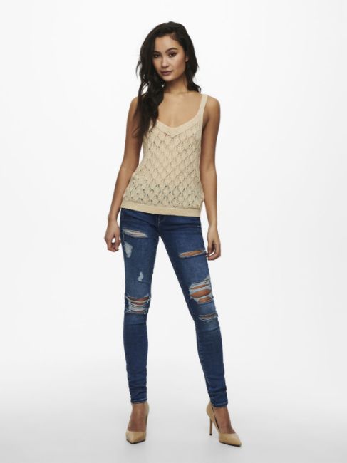Bilde av JDYDESHA STRIKKET SINGLET - BEIGE