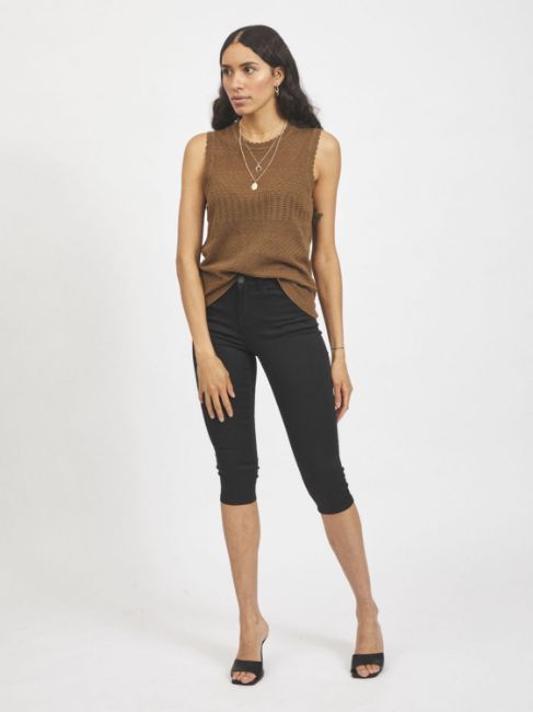 Bilde av VISTAY BLACK CAPRI BUKSER - SVART