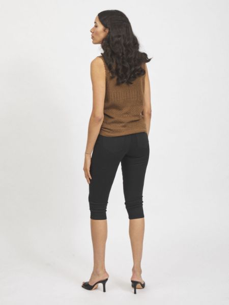 Bilde av VISTAY BLACK CAPRI BUKSER - SVART