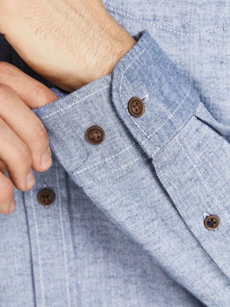 Bilde av SLIM FIT SKJORTE - MENN - BLÅ - FLANELL 1